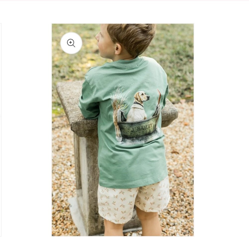 NWT J. Bailey Boys Long Sleeve Dog Logo Tee Shirt SZ 12 Green Labrador Hunting.